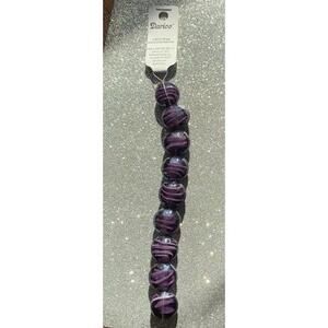 NWT 9 PCs. Handmade Glass Nice Mixed Flat Purple Striped Spacers 20mm Spiral